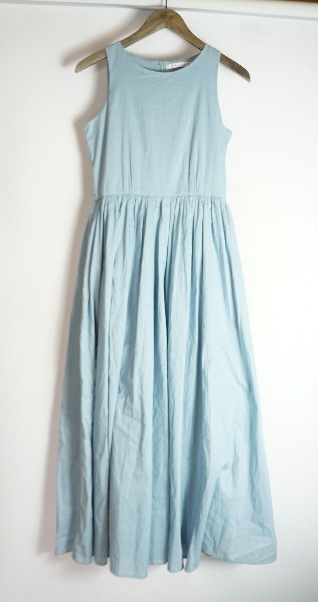 正規 MARIHA マリハ ワンピース ノースリーブ ロング スカート コットン 膝下 薄水色 スカイブルー サイズ38 本物 619P 2