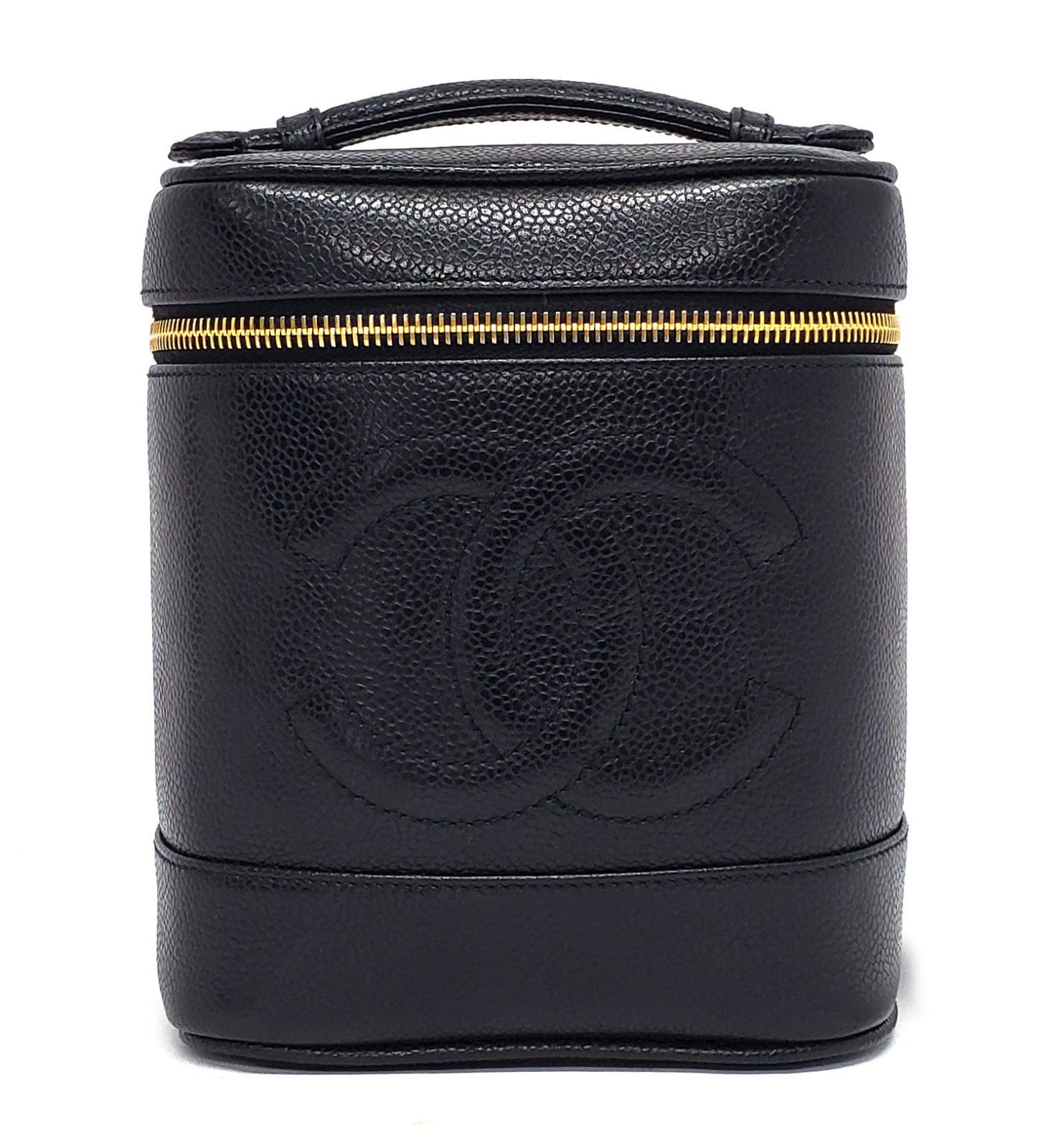 O1789◇極美品【シャネル】CHANEL キャビアスキン バニティ◇化粧 