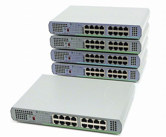 【5台セット】AliedTelesis AT-GS910/16 16ポート1000BASE-T搭載L2スイッチ 底面マグネット足装着 ファンレス 50環境対応 中古