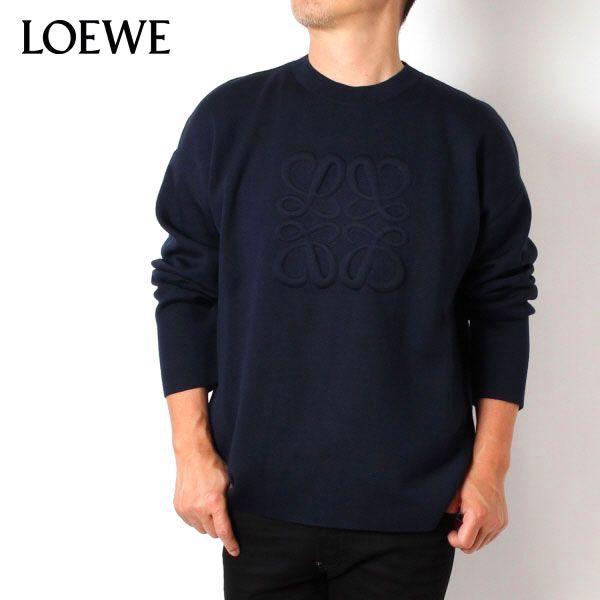 24SSモデル ロエベ LOEWE  メンズ ANAGRAM SWEATER アナグラム セーター【NAVY BLUE】 H526Y14KEE  5110/【2024SS】m-tops