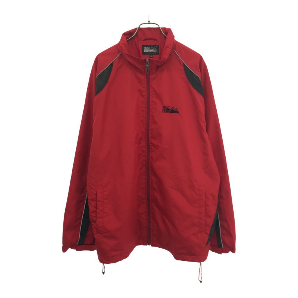 ファーストダウン 90s 長袖 ジップジャケット LL レッド×ブラック FIRSTDOWN ウインドブレーカー オールド ヴィンテージ メンズ 古着 【240331】