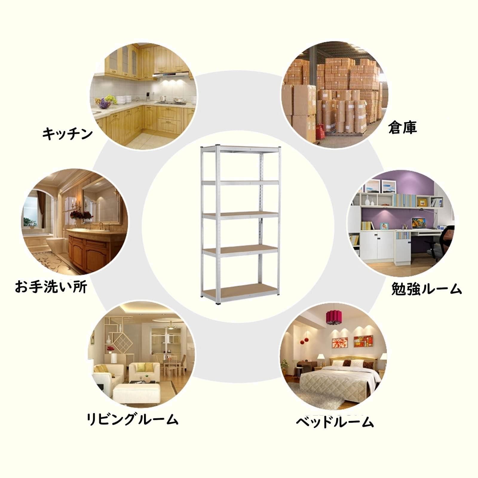 Silver ガレージ 倉庫 物置 キッチン 耐荷重875kg 90×40×180cm