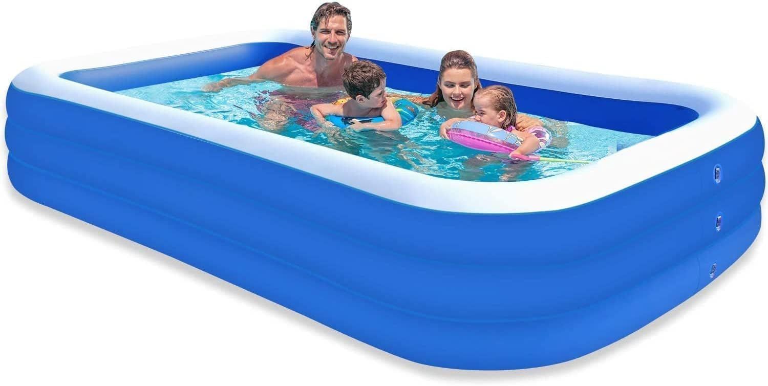 NIANTONG プール 大型 2Ｍ 家庭用【2024新登場】折りたたみ式 ビニールプール 子供用 安全無毒 210cmx140cmx60cm 巨大プール ファミリープール 耐高温 耐摩擦 夏の日 スイミング 屋内 屋外用 収納便利 水遊び 安心安全な (M(