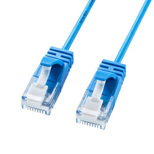 【5個セット】 サンワサプライ カテゴリ6A極細LANケーブル ブルー KB-SL6A-02BLX5
