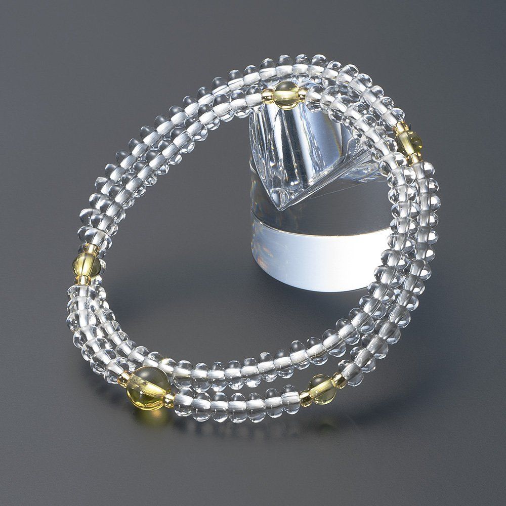 108珠 本水晶 特選腕輪念珠 みかん玉 滝田商店 黄水晶仕立◆本式 正式 数珠ブレスレット ブレス数珠 腕輪数珠 パワーストーン 二輪 滝田商店発行 仏壇屋 証明書付