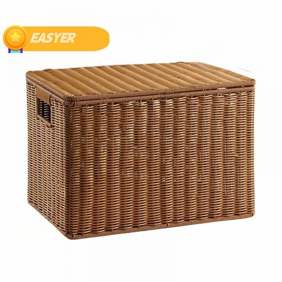 収納ボックス 収納かご 蓋付き収納バスケット 籐収納かご 浅型