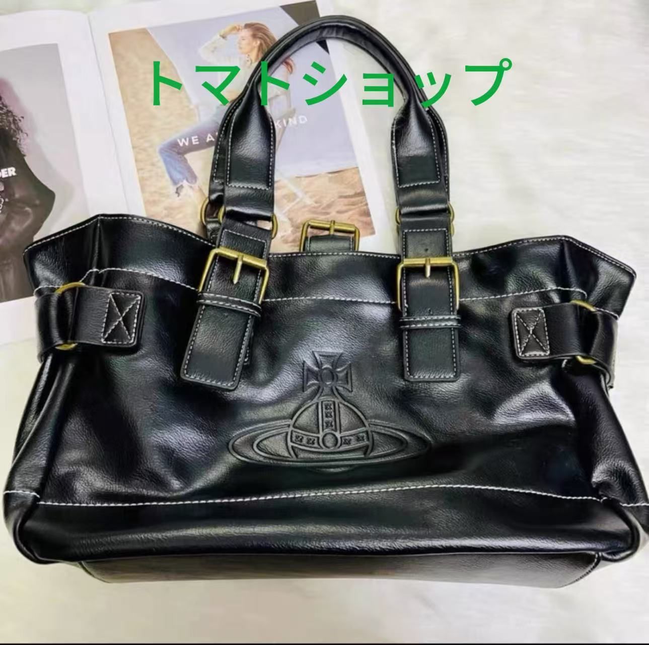 Vivienne Westwood ブラックレザーハンドバッグ、ショルダー