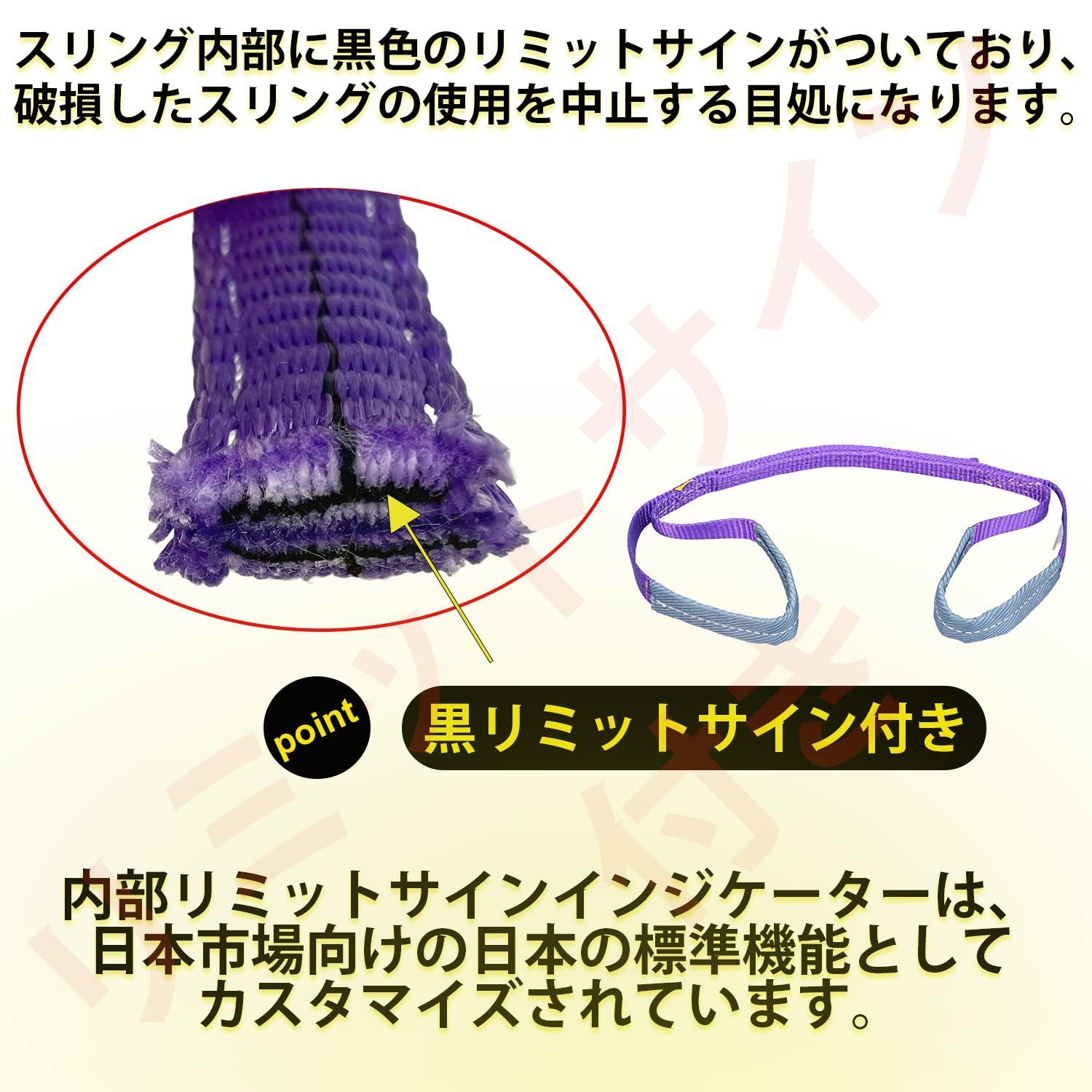 幅25mm 使用荷重1000kg ナイロンスリング 吊上げ スリングベルト