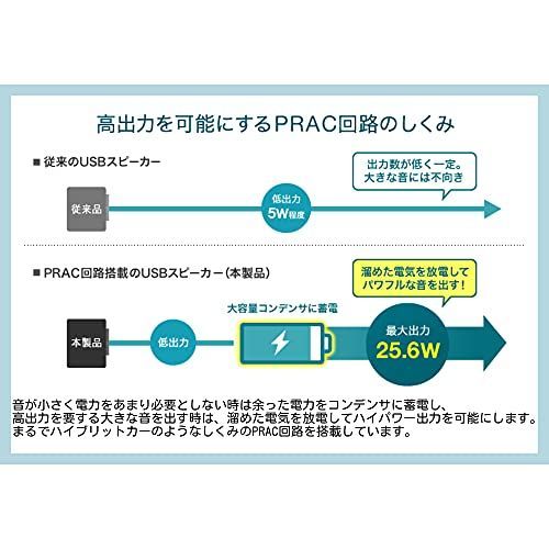 サンワサプライ ハイパワーUSBスピーカー 25.6W出力 低音強化パッシブ