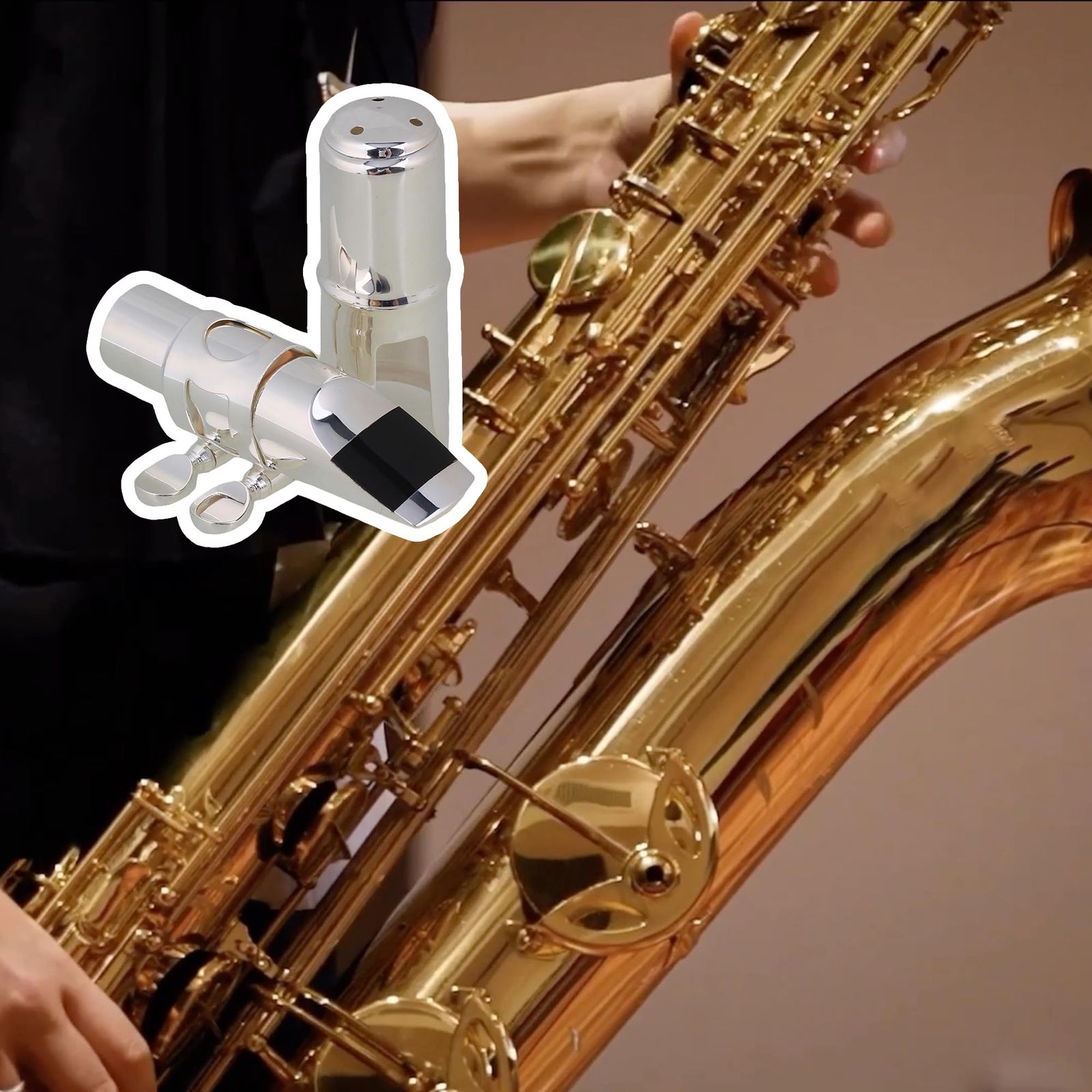 Yibuy シルバー ＃6 アルトサックスマウスピース with Cap Ligature E 