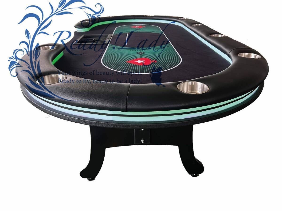 超豪華 ポーカーテーブル LEDライト付き 10人用ポーカーテーブル WPT 