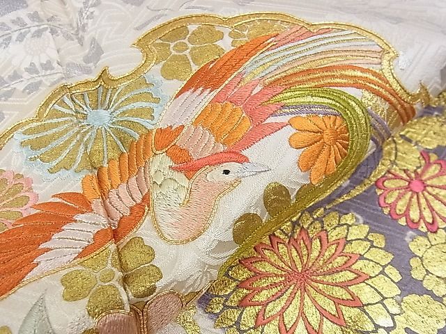千總 薄オレンジ 桶絞り 刺繍 絞り 訪問着　梅田大丸誂え 千里中央 京ごふく たかはしの振袖 /赤色/その他色/古典/橘柄
