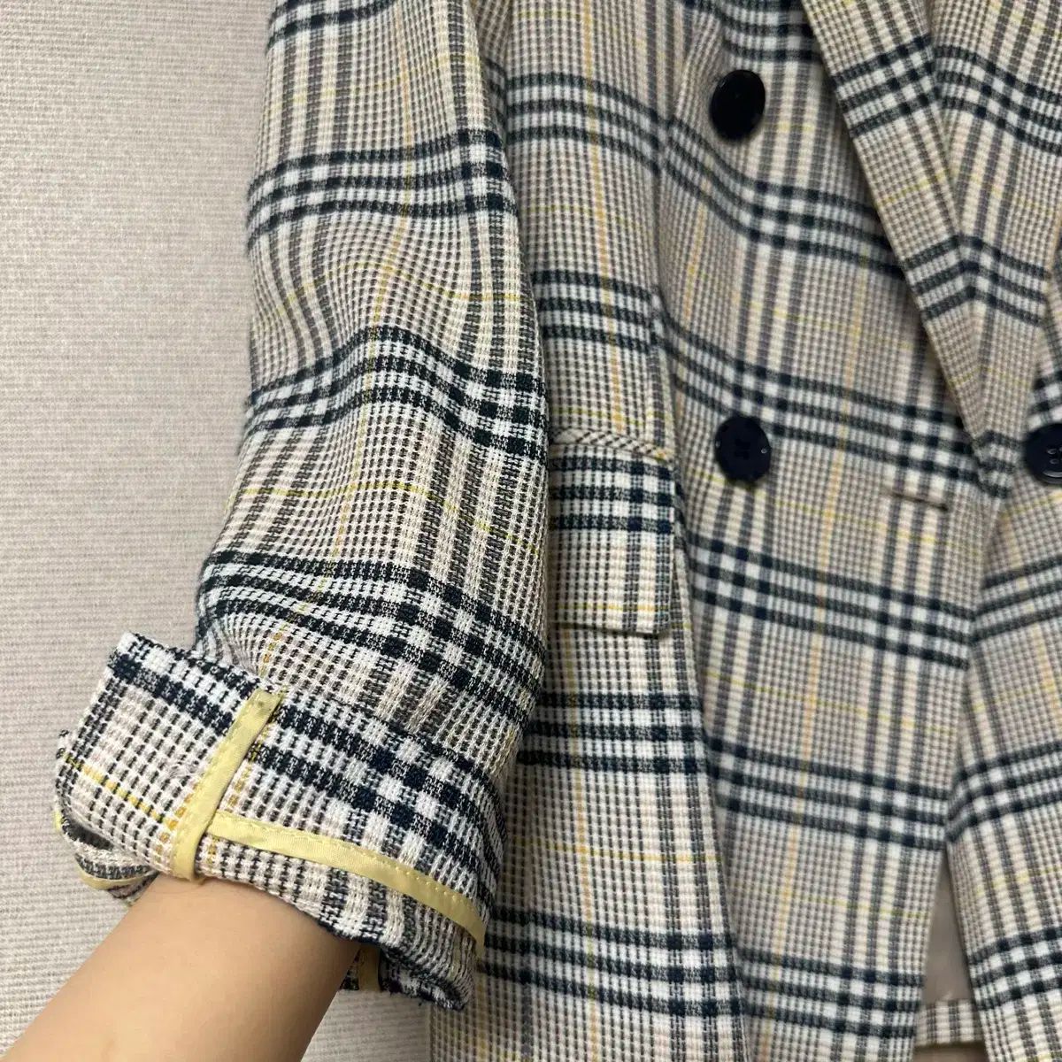 LINEブランド イェロー CHECK柄 ジャケット 55サイズ