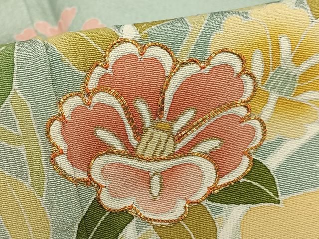 平和屋着物○訪問着 友禅 駒刺繍 松竹梅エ霞花文 暈し染め 金彩