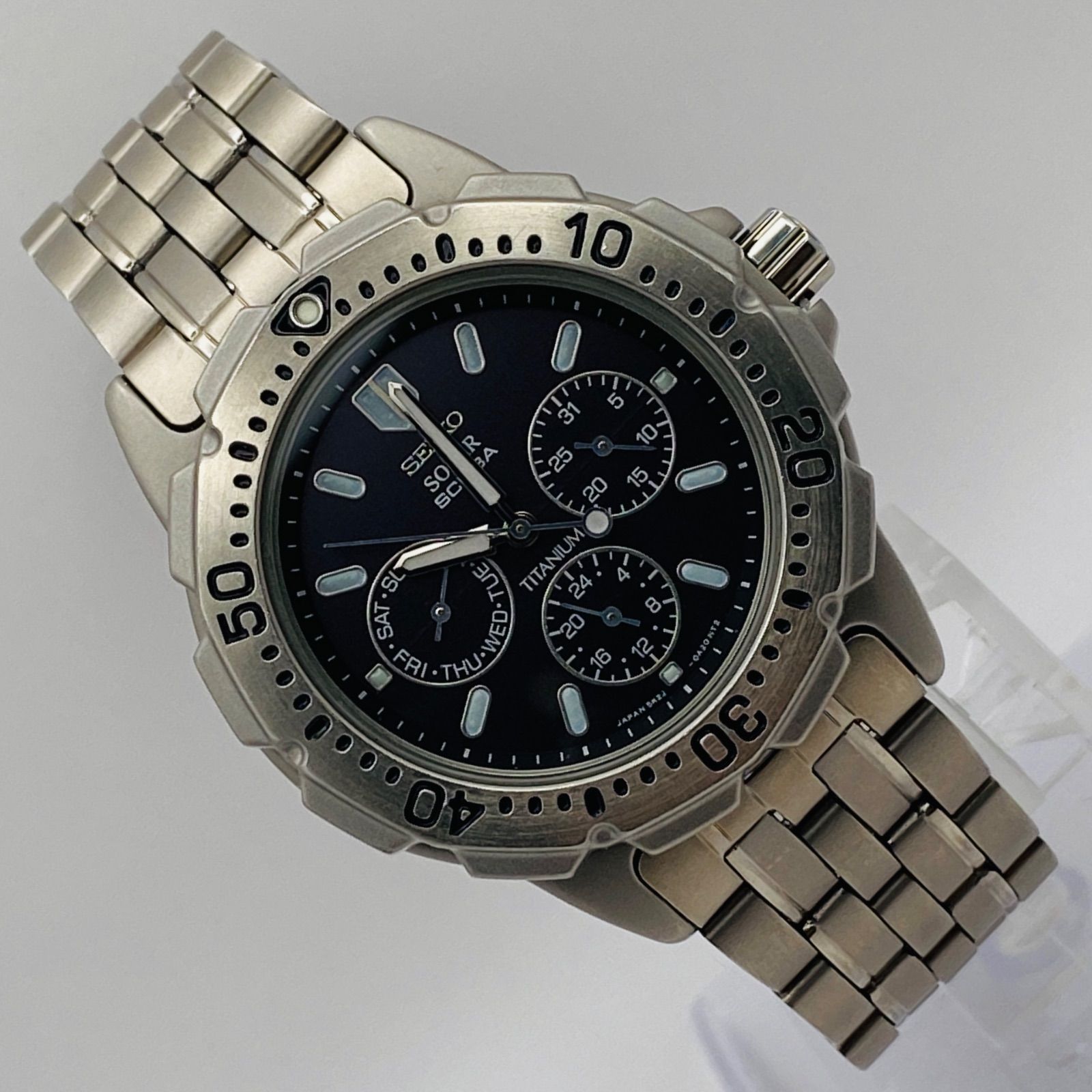 T064）希少 良品 稼動品 SEIKO セイコー AIR DIVER'S ダイバー SOLAR SCUBA TITANIUM ソーラー スキューバ  チタニウム 5K2J-0A30 人気 時計 腕時計 メンズ - メルカリ