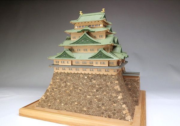 木工用アロンアルファ＋カッター＋紙やすり付き ウッディジョー 木製建築模型 1|150 名古屋城 佐川急便