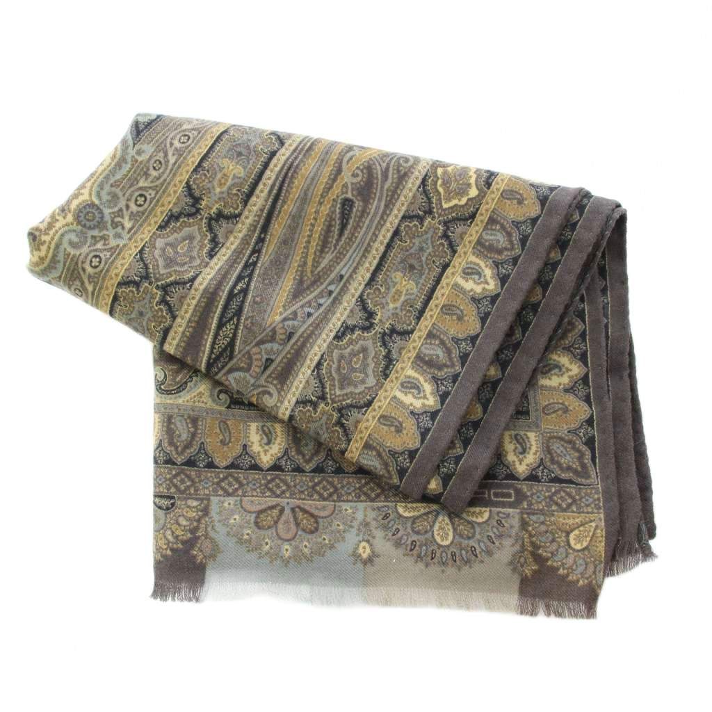 エトロストール エトロ ETRO ストール ペイズリー柄 総柄 ロゴ ウール シルク混