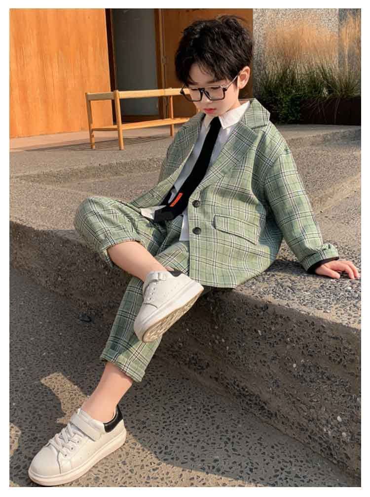  卒業式スーツ 2点セット セットアップ 入学式 スーツ 160 170 cm 男の子スーツ ゆったり 小学生 キッズセットアップ フォーマル 卒園式 子供服 入学式スーツ 男の子 おしゃれ チェック グ lucky 532 スーツ ブレザー フォーマル ドレス スーツ