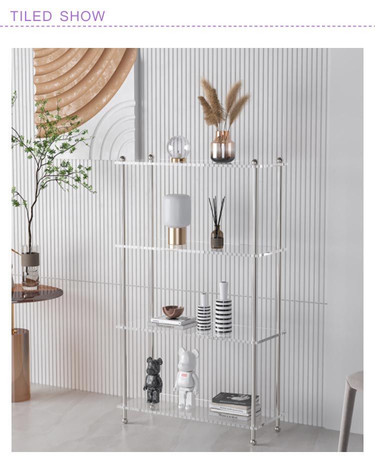 アクリルラック オープンシェルフ 2段ラック クリア 透明 本棚 収納 棚