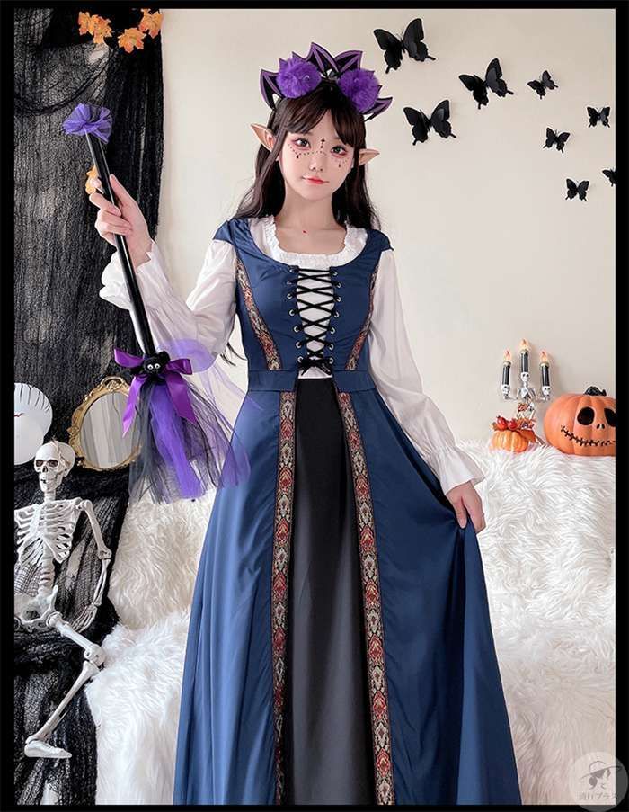 JPAYAROGOAN] ハロウィン 貴族 ドレス 中世 なから 衣装 メイド服 レディース 長袖 コスプレ ロング 演出服