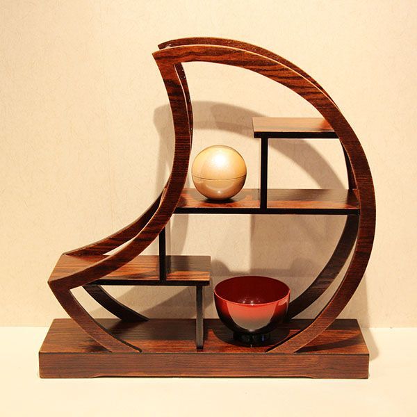 飾り棚 違い棚 茶棚 摺り漆