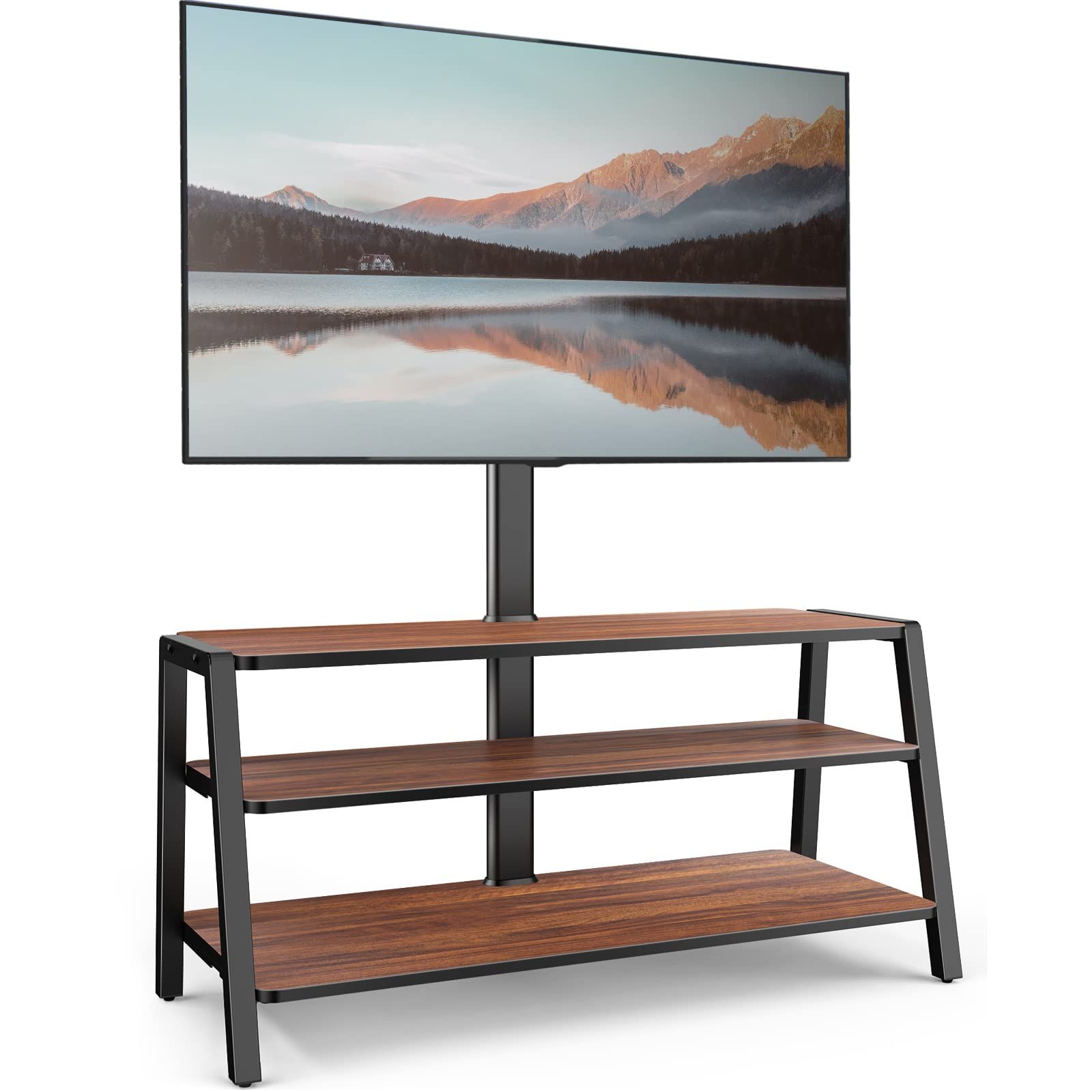 【在庫処分】テレビスタンド オーディオラック マウント付き 37～70インチテレビ対応 FITUEYES 幅100cm 耐荷重35kg 高さ調節可能 大容量収納 安定性よい 木製 TW-A31001WD