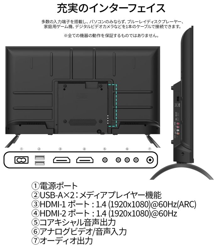 スピーカー搭載 HDMI1.4×2