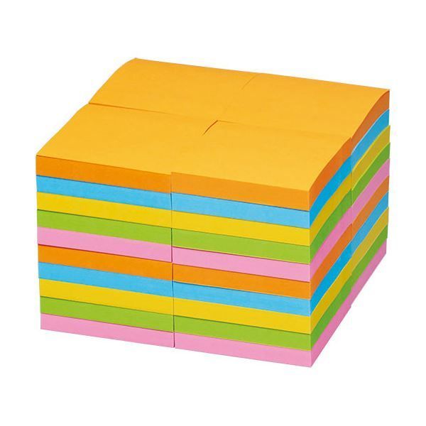 3M ポスト イット 強粘着ノート業務用パック 75×75mm ネオン 5色 6544SS-NE 1パック 40冊