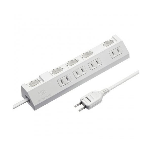 サンワサプライ個別スイッチ付き節電タップ 2P 4個口 ホワイト 3m TAP-S29-3W 1個