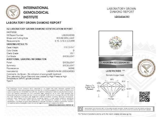 0.32ct D-SI1-ID ラボグロウンダイヤモンド IGI鑑定書付 ラウンド 