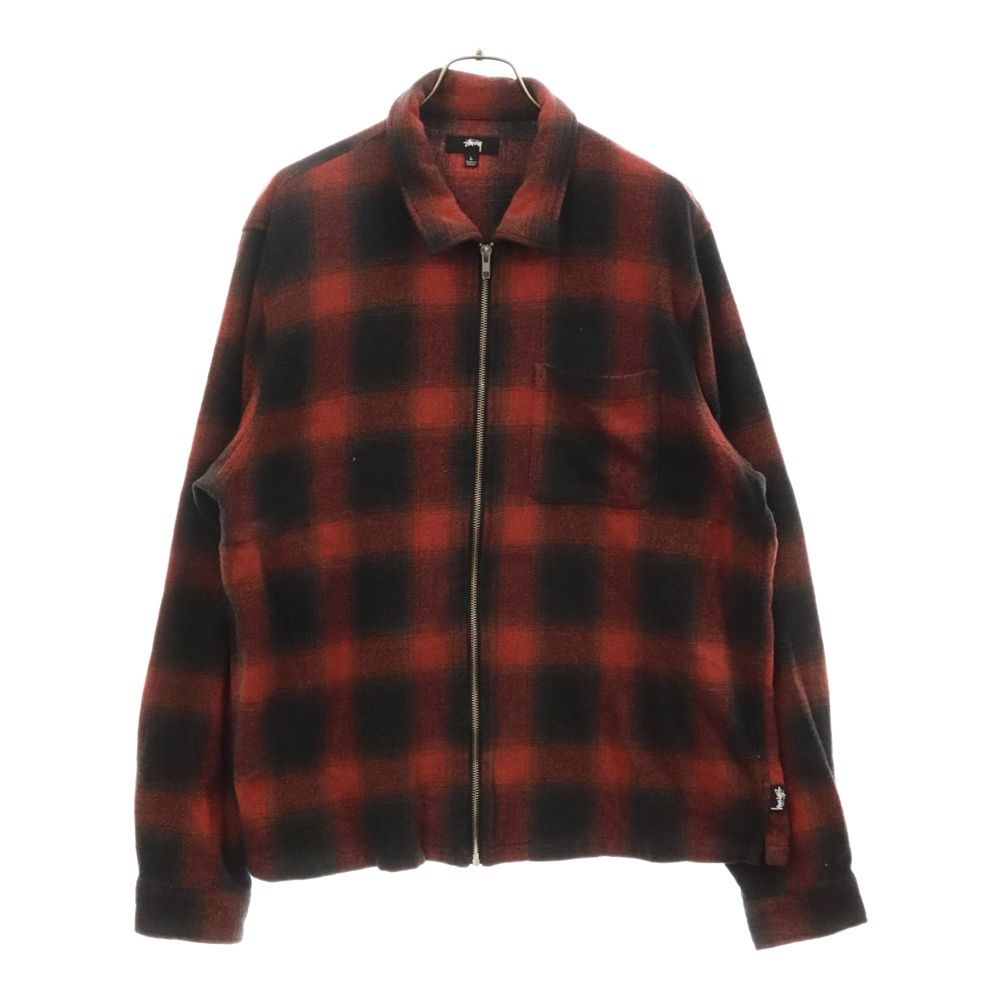 Stussy フランネルジップアップシャツ STUSSY Zip Up Plaid Ls Shirt Brown