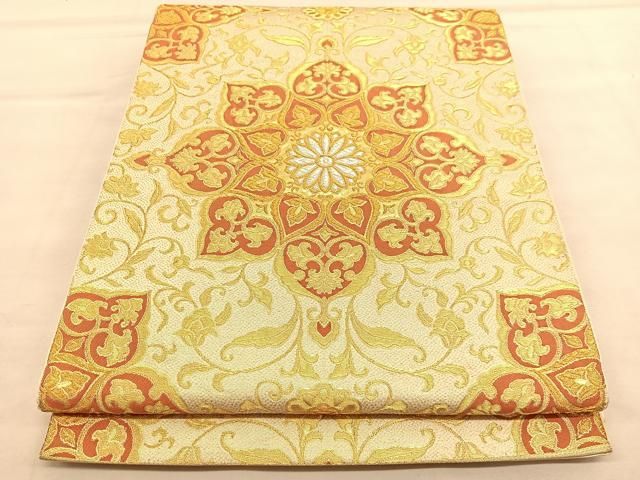 平和屋着物◎六通柄袋帯 宝相華花唐草文 金銀糸 正絹 逸品