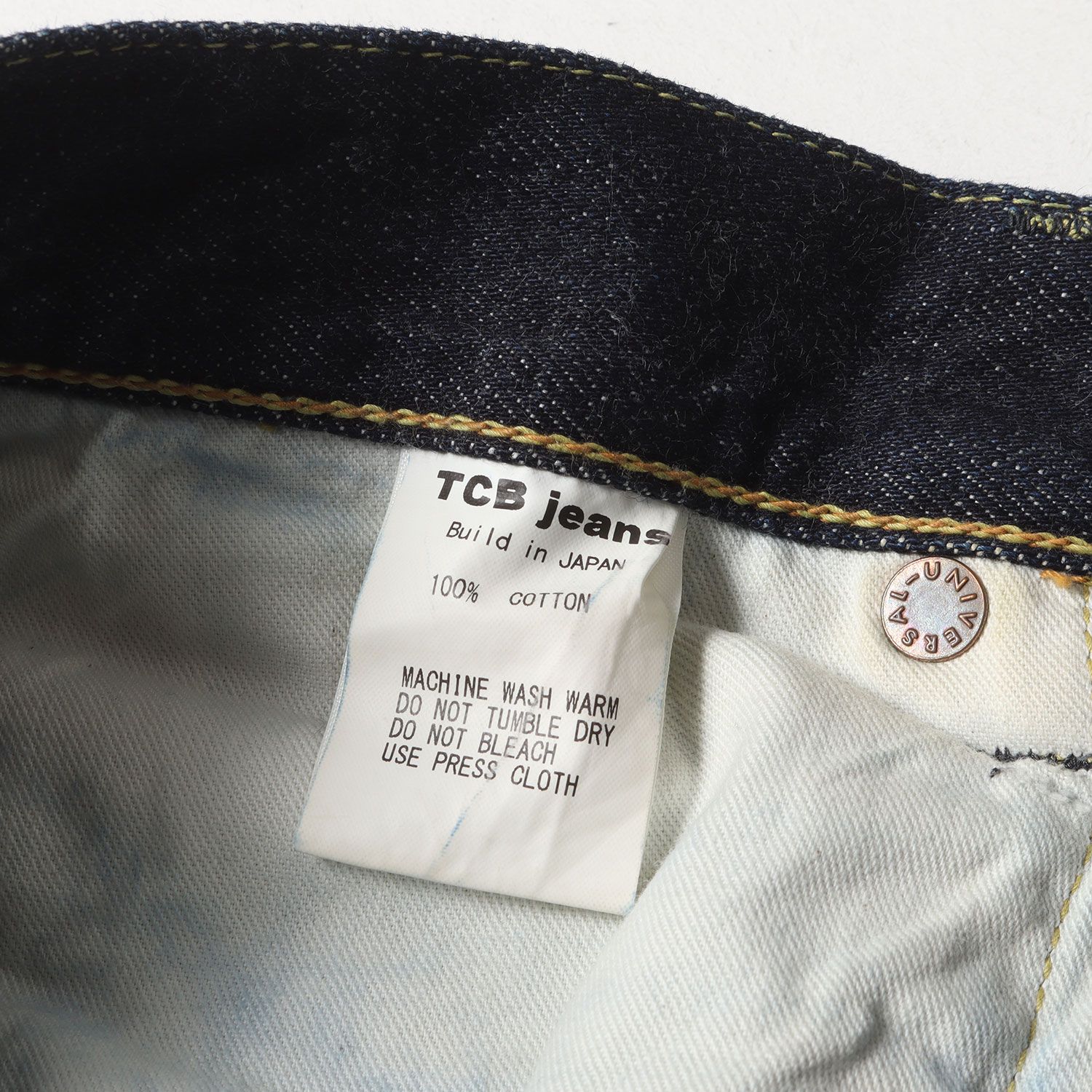 TCB jeans パンツ サイズ:28 リジッド ストレート セルビッジ デニムパンツ ボタンフライ インディゴ 日本製 ボトムス ジーンズ ジーパン【メンズ】