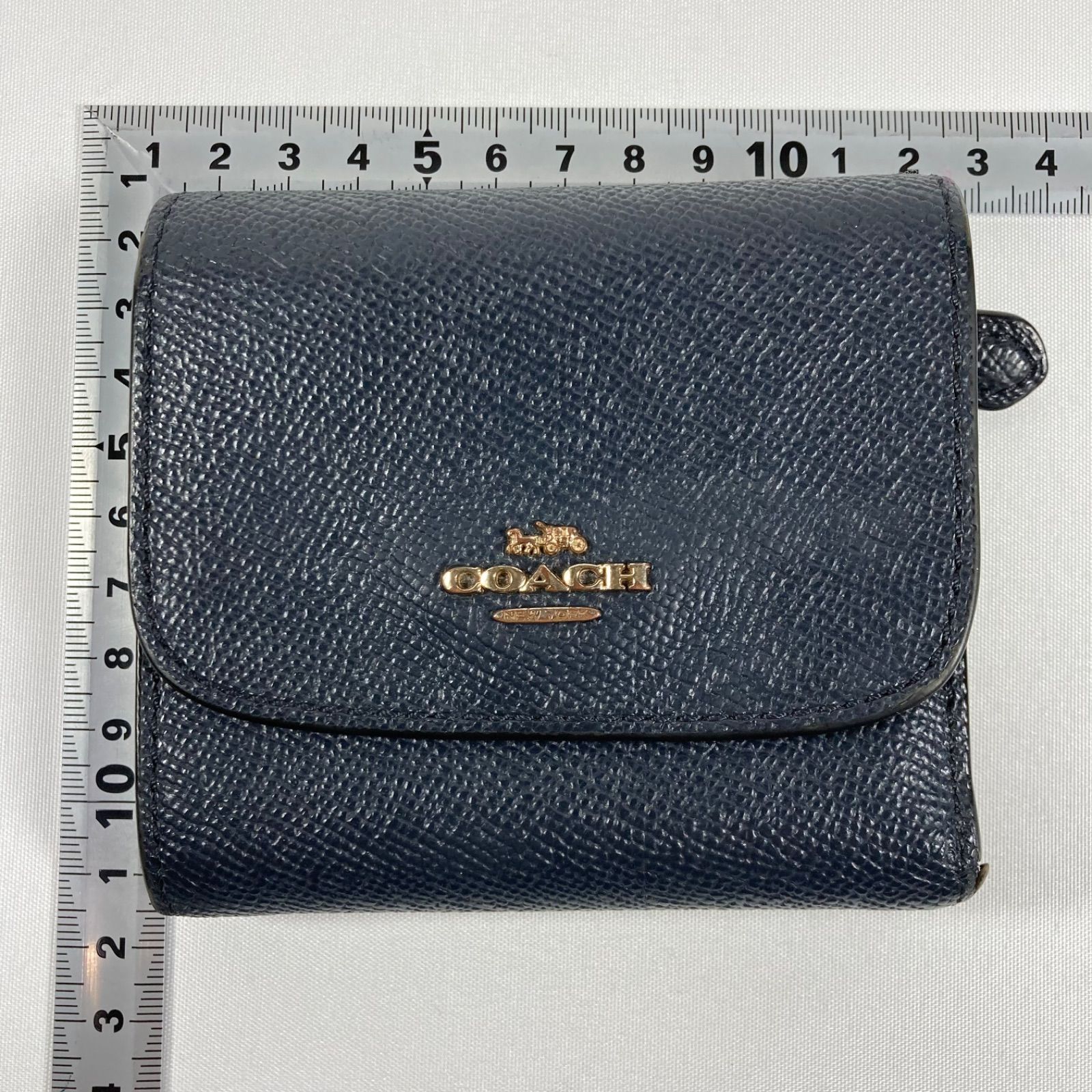 COACH 紺レザー 三つ折り財布 COACH コーチ 三つ折り財布 レザー
