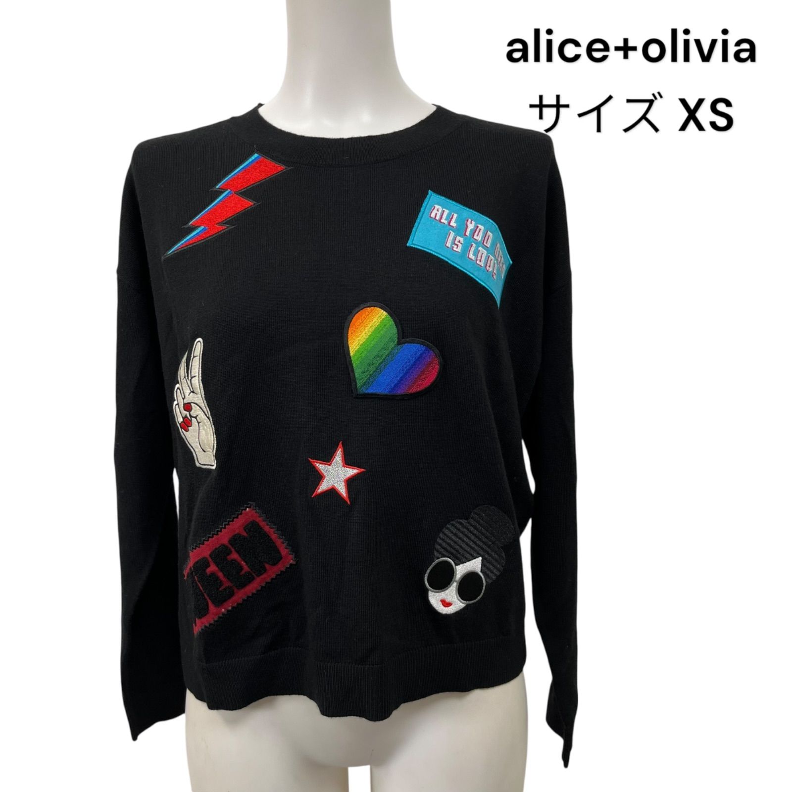 □美品 アリスアンドオリビア alice+olivia ニットセーター 長袖 黒 