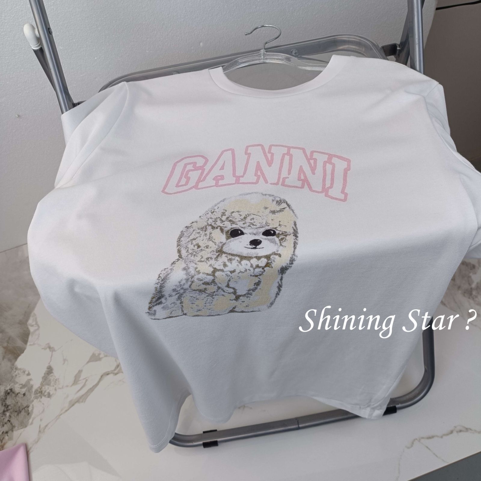 GANNI ガニー Tシャツ 半袖 レディース プードル グラフィック
