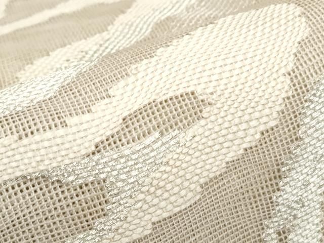 8660 未使用に近い　シワ加工　六通袋帯　　木々の向こうに山々　〜横ライン〜 8660 未使用に近い シワ加工 六通袋帯 木々の向こうに山々 〜横