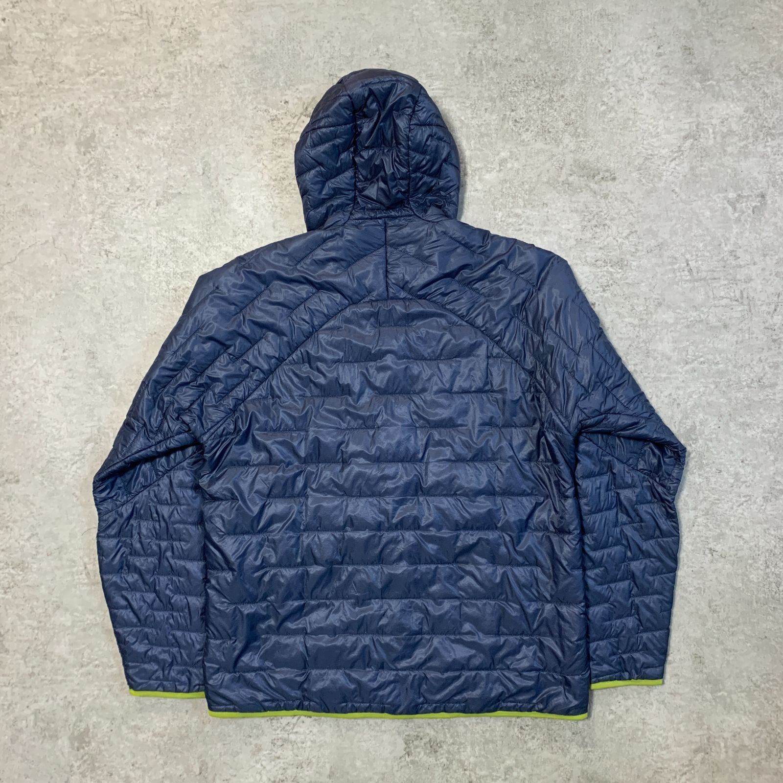 00s Eddie Bauer 青 マイクロパフフーディー ダウン