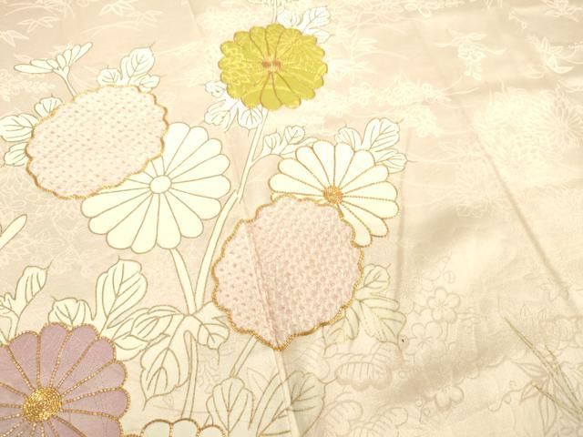 平和屋着物●訪問着　作家物　駒刺繍　吹き寄せ文　暈し染め　金糸　金彩　正絹　逸品　AABE0071cs 平和屋着物□訪問着 駒刺繍 絞り 枝花文 金彩 正絹 逸品 DAAU8544zy