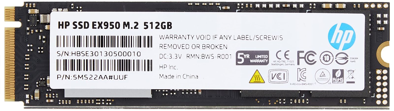 HP 512GB SSD M.2 EX950シリーズ PCIe Gen3(8Gb