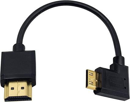 Duttek Mini HDMIケーブル， Mini HDMI to HDMI 変換アダプター， 短い左向き 90度 Mini HDMI to HDMI オスオス 金メッキ端子 高速伝送 MINI HDMIケーブル4K， 1080P 対応（