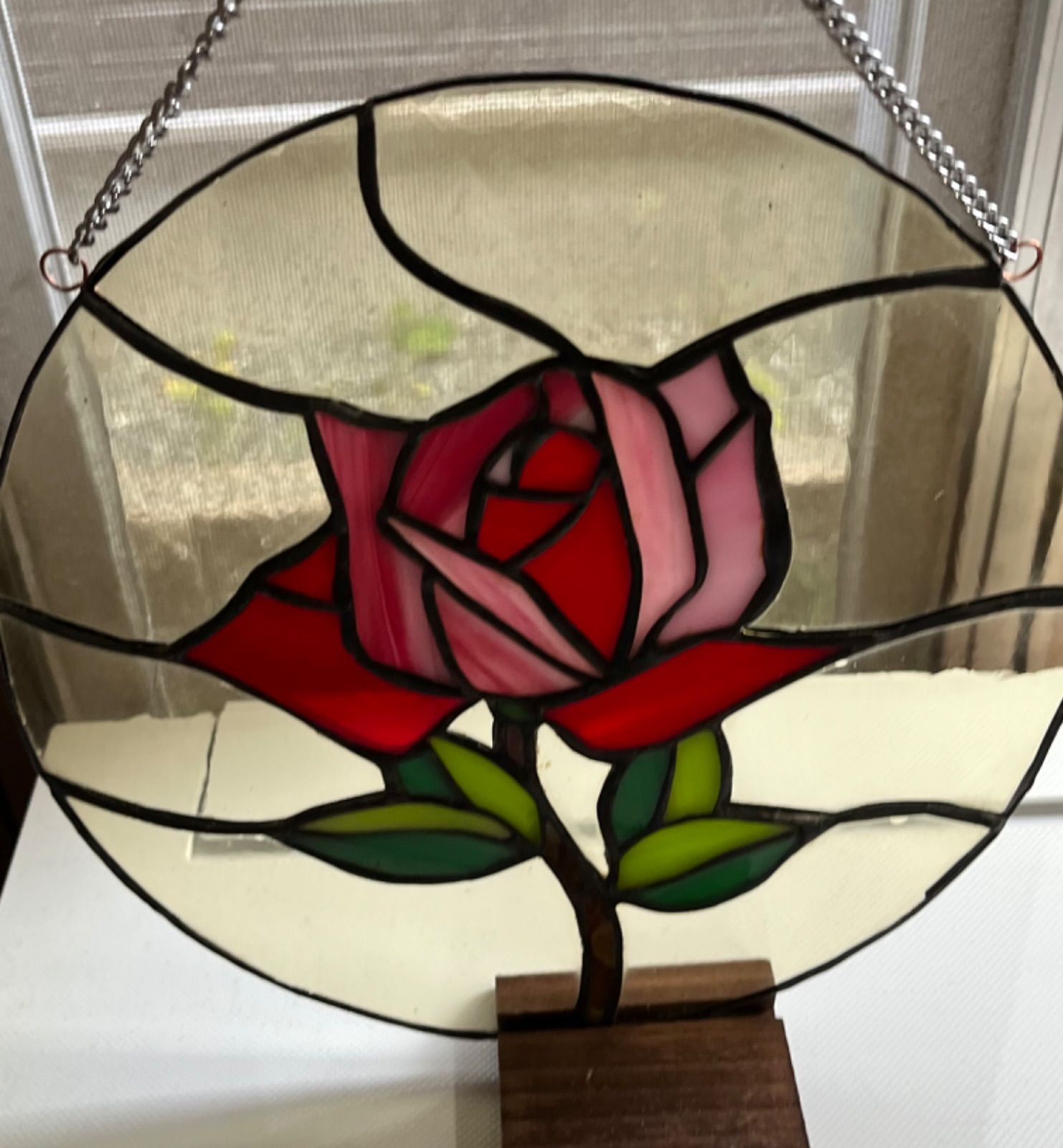バラのステンドグラス 薔薇のステンドグラスパネル