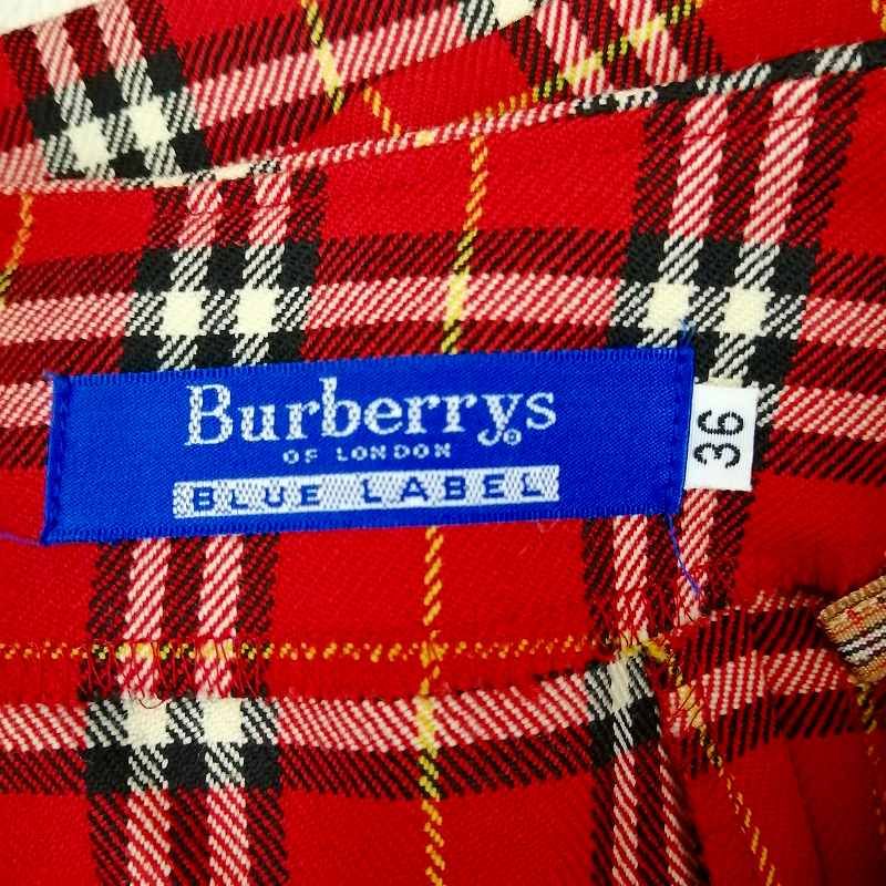 Burberry Blue Label 赤 ウール ピーコート ノバチェック BURBERRY BLUE LABEL (バーバリーブルーレーベル) 裏地ノバ
