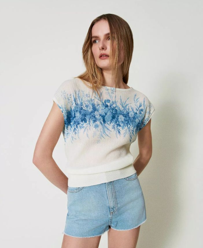 ♥ 公式正規取扱い TWINSET ツインセット サマーニット カットソー ニットソー きれいめTシャツ