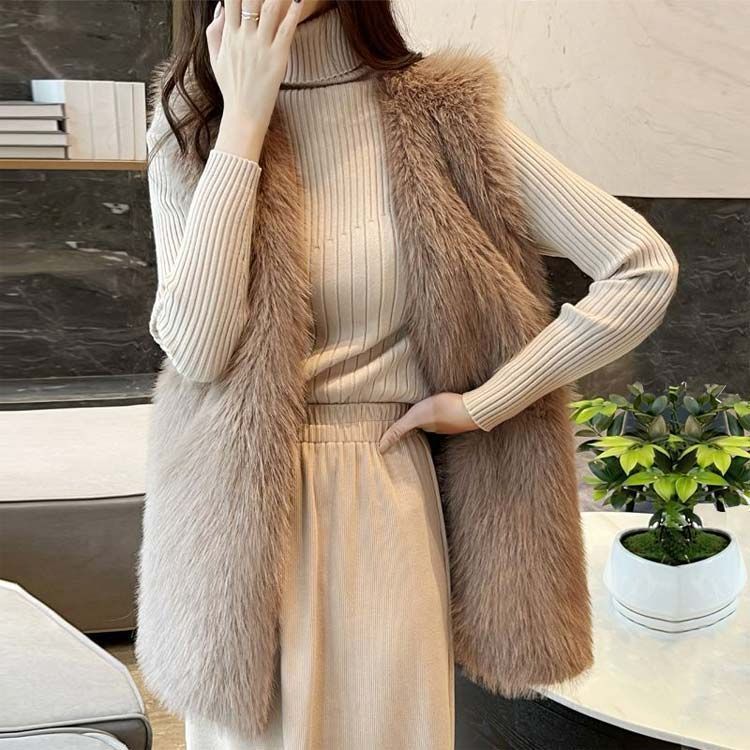 ファー ベスト ロング レディース コーデ 秋 冬 秋冬 エコファー