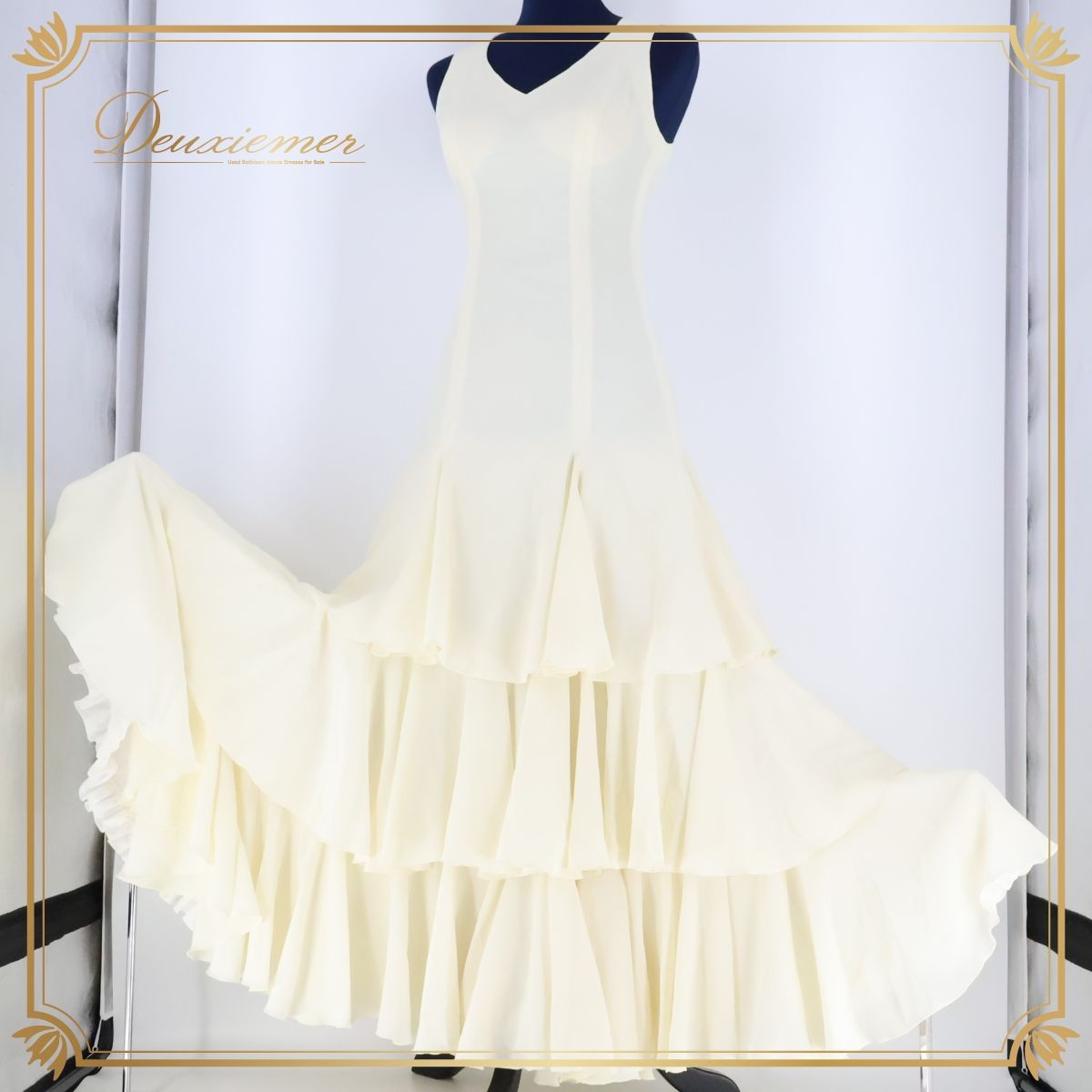 【美品 フラメンコ衣装】オレンジ ワンピース ドレス ボランテ フリル 水玉 美品 フラメンコ衣装】オレンジ ワンピース ドレス ボランテ