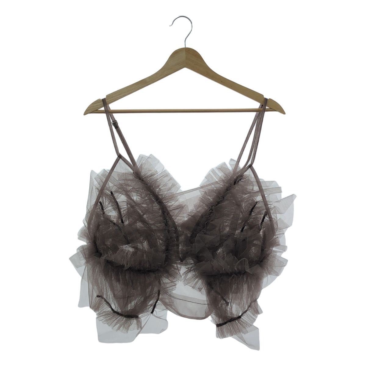 【美品】  Chika Kisada / チカキサダ | tulle cami top / フリル チュール ビスチェ キャミソール トップス | ブラウン | レディース 美品】 Chika Kisada / チカキサダ | tulle cami top / フリル