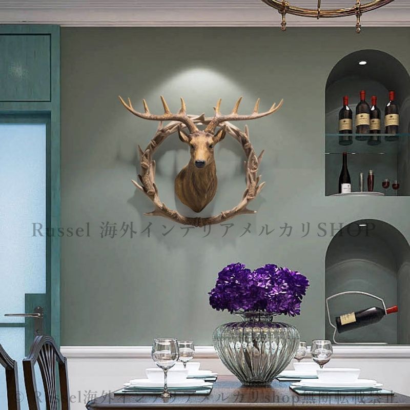 ハンティングトロフィー調 壁掛けインテリア 鹿 頭 ウォールインテリア