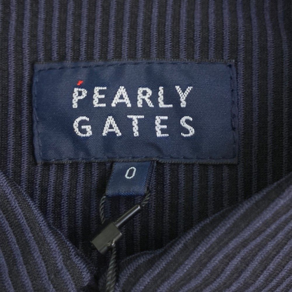 サイズ：0 PEARLY GATES パーリーゲイツ  半袖ポロシャツ サイドロゴ サッカー地 ストライプ柄 ネイビー系 [240101468438] ゴルフウェア レディース ストスト サイズ：0 PEARLY GATES パーリーゲイツ 半袖ポロシャツ サイド