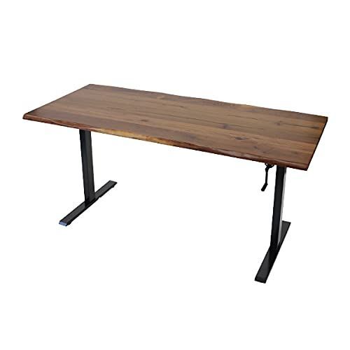 昇降テーブル ウォルナット/ブラック 木製デスク 昇降デスク 移動式 スタンディングデスク ホワイト オフィスワークテーブル ガス圧 無段階調節 送料無料 昇降デスク 手動 W1400×D700×H735～1185mm ブラック